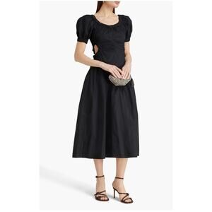 ULLA JOHNSON Black Golda Cutout Cotton Dress - Size 00